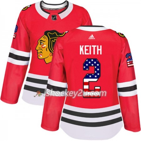 Dame NHL Chicago Blackhawks Trøje Duncan Keith 2 Adidas 2017-2018 Rød USA Flag Fashion Authentic Dame NHL Chicago Blackhawks Trøje Duncan Keith 2 Adidas 2017-2018 Rød USA Flag Fashion Authentic
